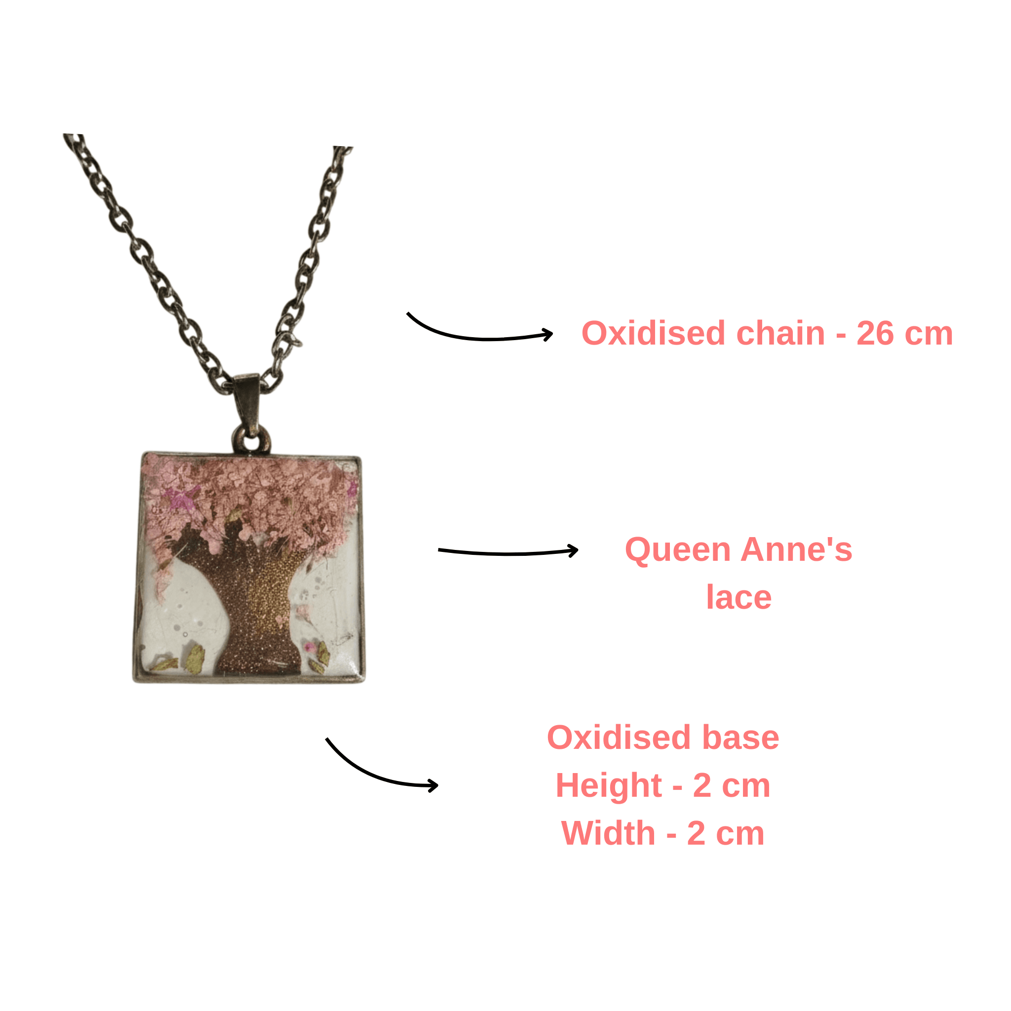 botanical-tree-oxidised-pendant-image Bloomroot Resin Pendant with real dried florals