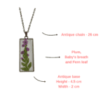 Botanist’s Secret Pendant with antique rectangular frame