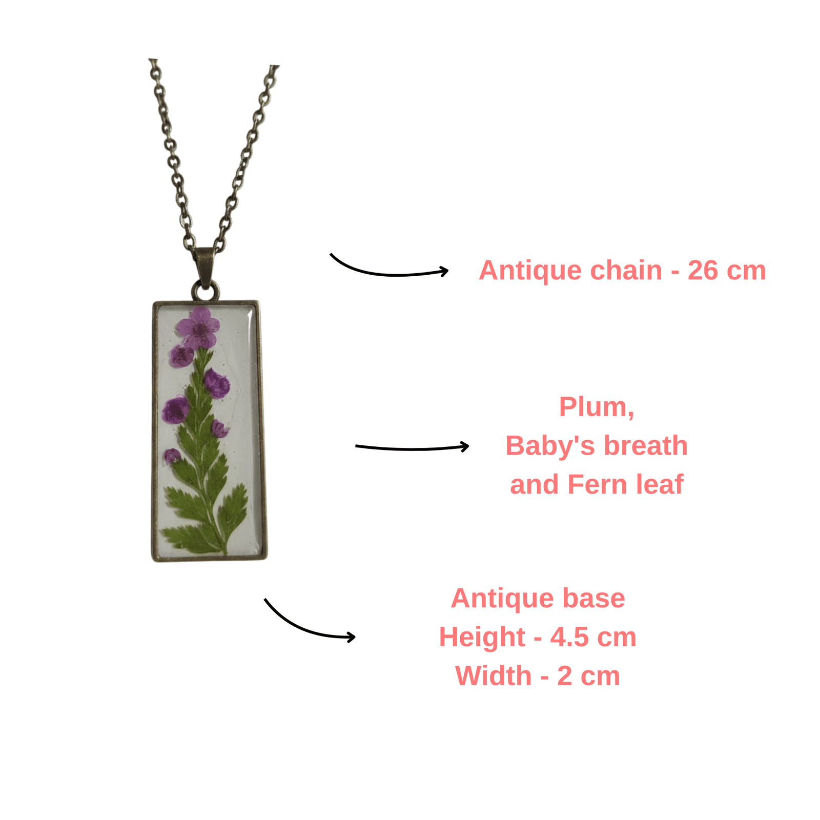 Botanist’s Secret Pendant with antique rectangular frame