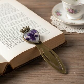 Crowned Love Bookmark with dried baby’s breath
