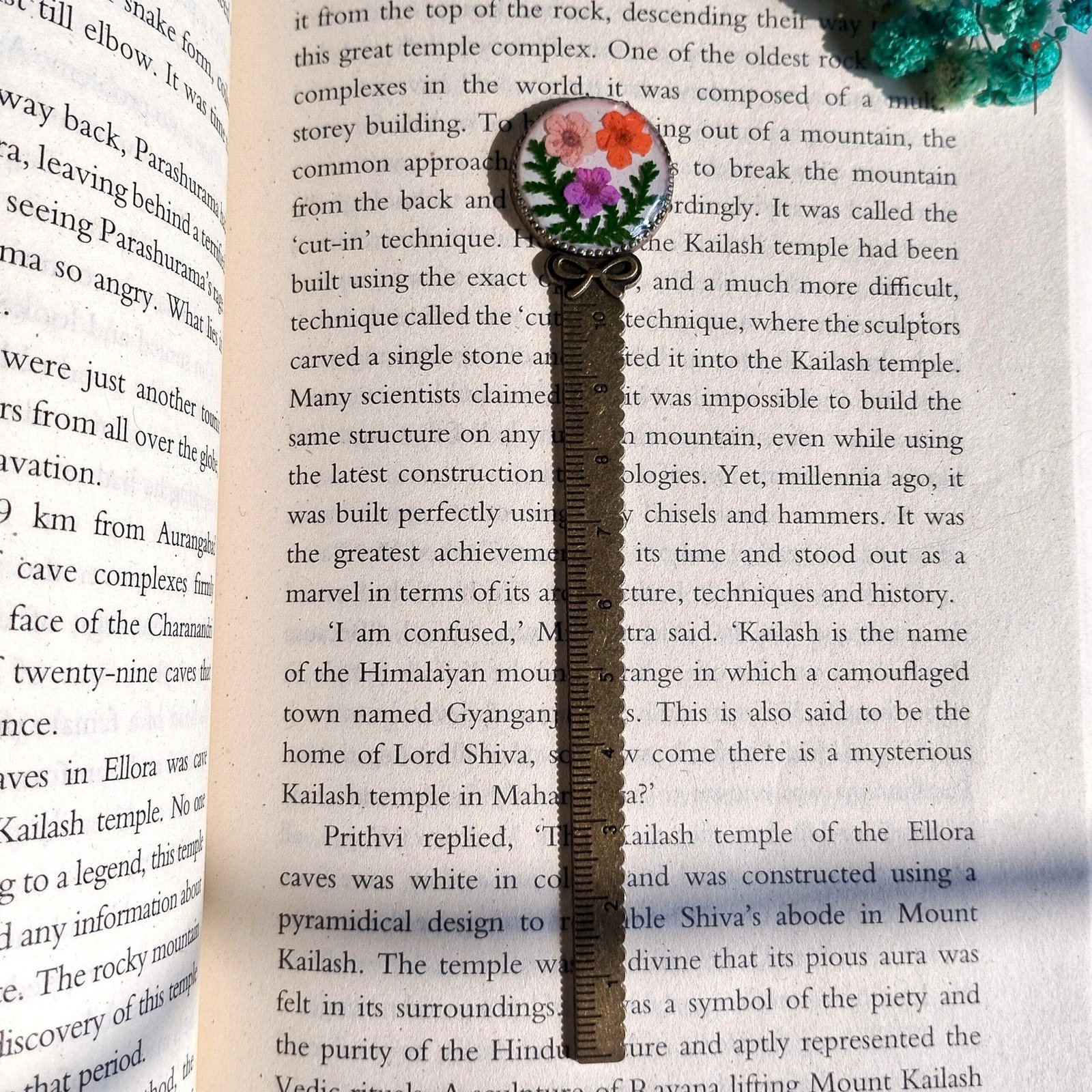 fernbound-pages-handmade-flower-bookmark Resin bookmark with pressed plum flower