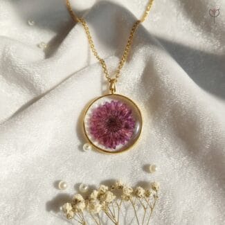 Floral Magic Pendant with preserved purple chrysanthemum