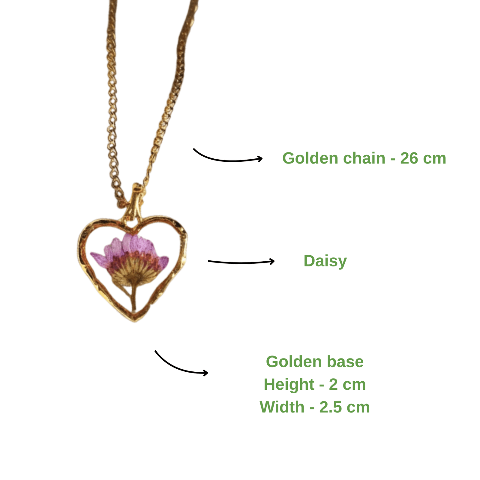 gold-love-flower-keepsake-necklace Daisy in golden heart setting
