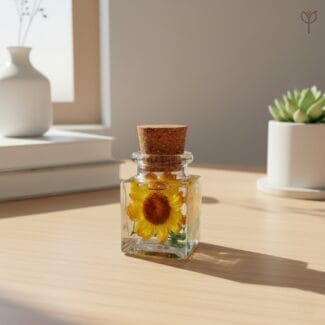Golden Solace - Mini Sunflower Glass Garden preserved in glass garden decor