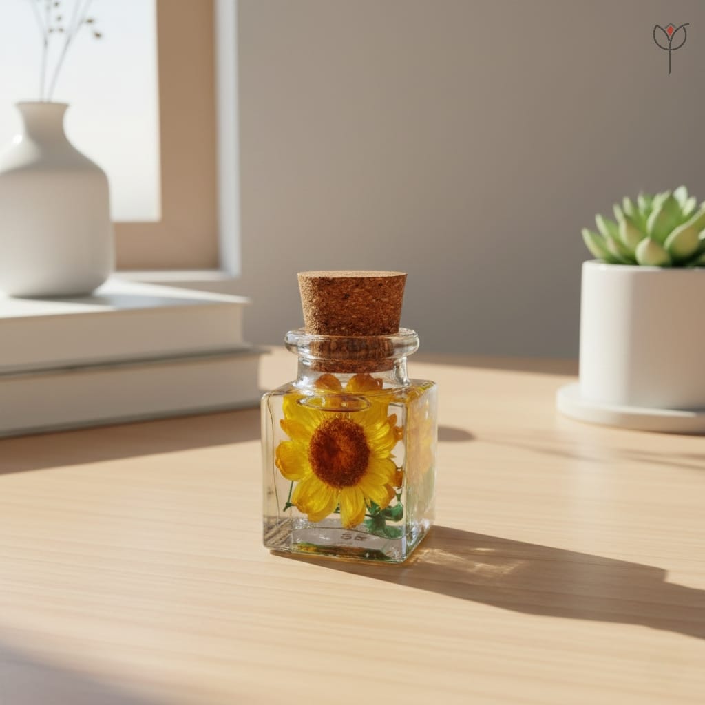 golden-solace-mini-sunflower-glass-garden Golden Solace - Mini Sunflower Glass Garden preserved in glass garden decor