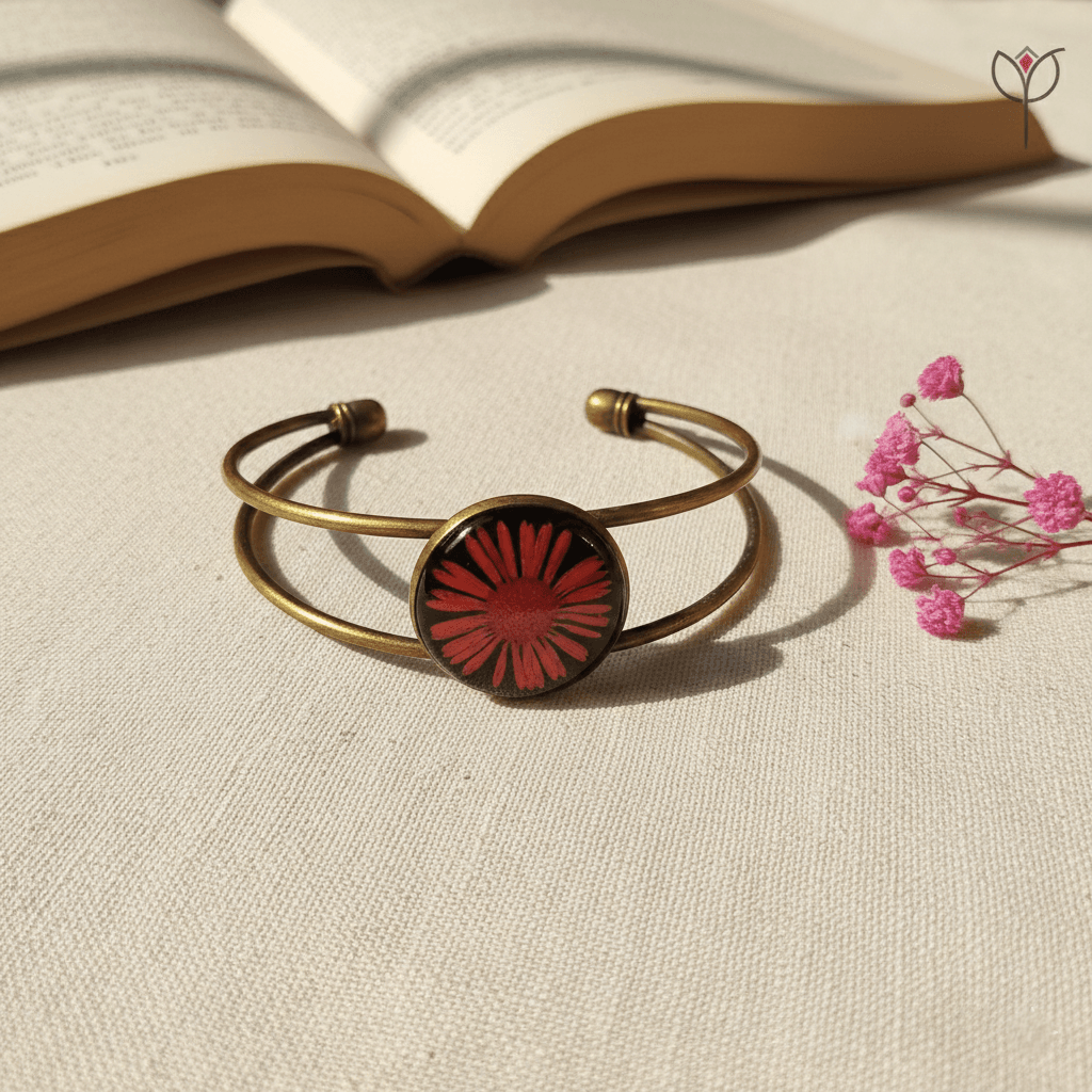 greek-star-resin-bracelet-aster-flower Greek Star resin bracelet real preserved aster flower
