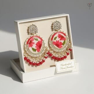 Gulnaar Daisy Kundan jhumka with red florals