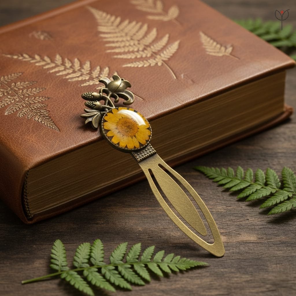 Vintage sunflower resin bookmark
