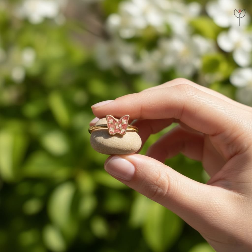 MystikFalls Queen’s Lace Butterfly Ring with preserved floral