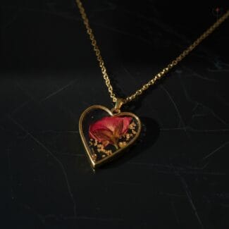 Heart of Rose Pendant with real preserved rose