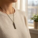Vertical resin pendant with preserved lavender flower
