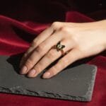 Dark Butterfly Ring featuring preserved botanicals