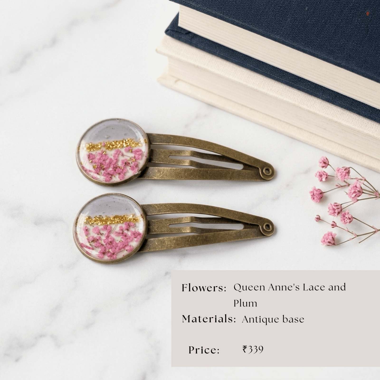mystikfalls-golden-drift-lace-clips-image Handcrafted lace floral hair clips.