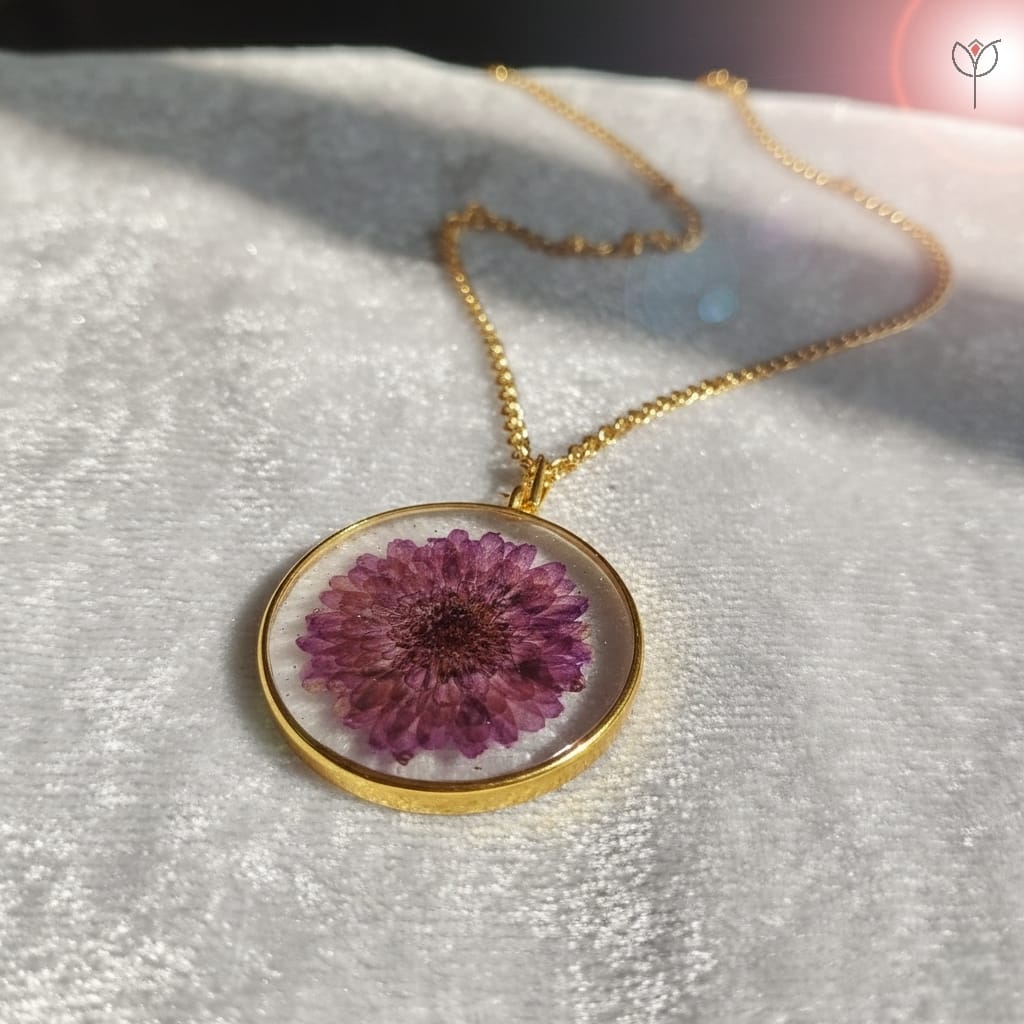 Real preserved chrysanthemum flower in resin