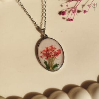Queen Anne’s Garden Pendant with preserved flowers