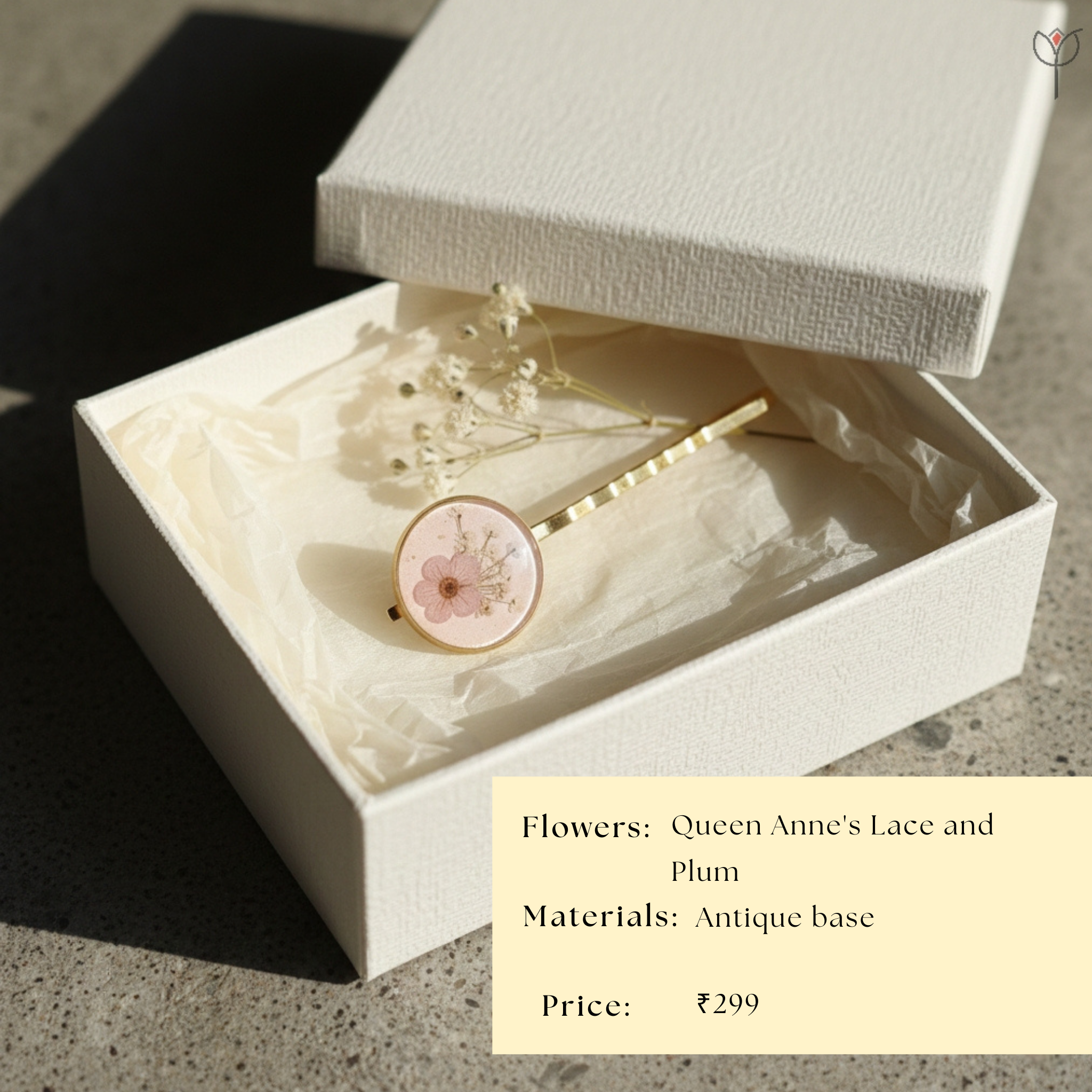 Queen Anne’s lace and dried plum blossom