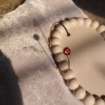 Real dried red plum resin bracelet with elegant golden base