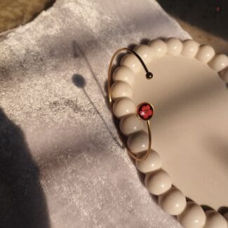 Real dried red plum resin bracelet with elegant golden base