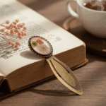 Pressed flower resin bookmark with antique finish