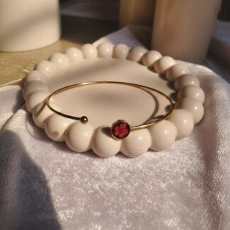 Ruby Plum Resin Bracelet with dried red plum flower