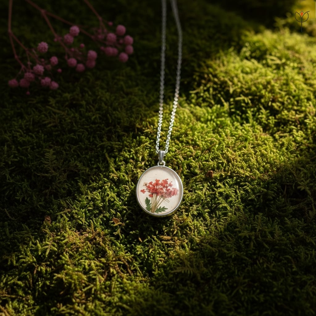 silver-queen-annes-lace-garden-necklace Real Queen Anne’s Lace flower bouquet in resin