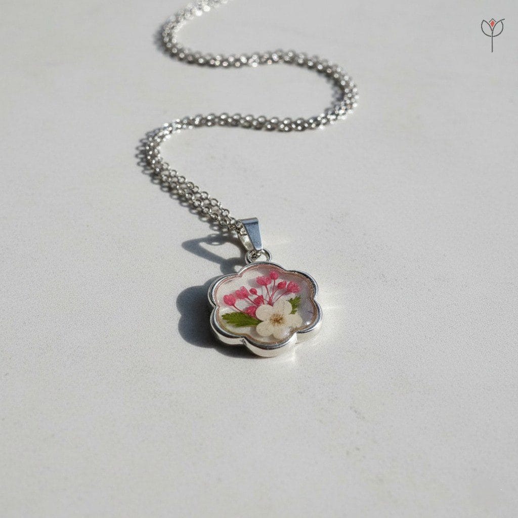 Handmade silver botanical pendant