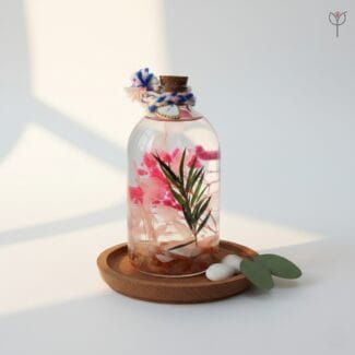 Soft Rosy Ocean preserved glass garden with real flower