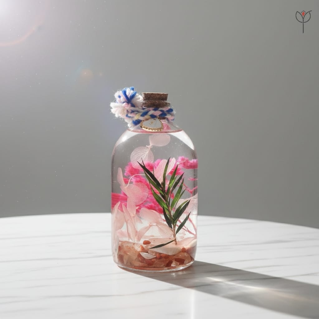 Soft Rosy Ocean preserved glass garden floral home decor