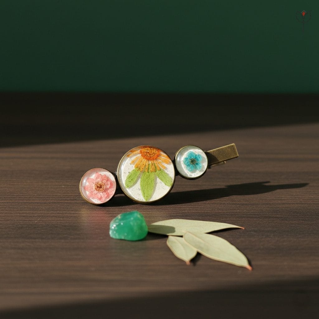 Spring Meadow Hair Clip with flowers