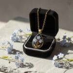 Twilight Promise Pendant with preserved forget-me-not