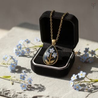 Twilight Promise Pendant with preserved forget-me-not