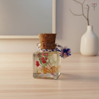 Morning Dew Glass Garden with real yellow hydrangea in glass