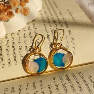 Aeris Garden Earrings with hydrangea and camellia petals