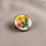 Ancient Meadow Resin Brooch with real fern and plum flowers
