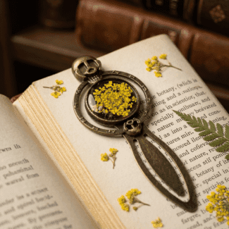 Handcrafted resin bookmark with a skull motif