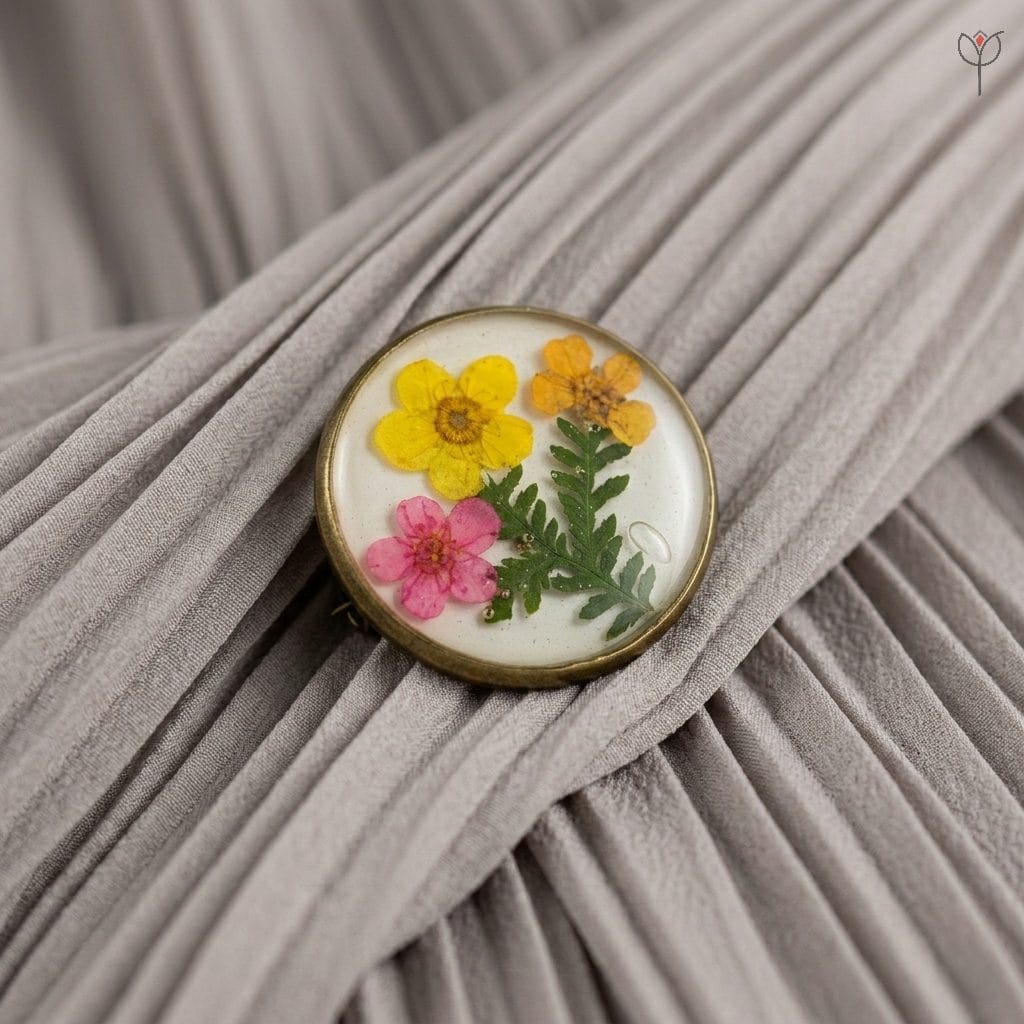 Ancient Meadow Resin Brooch featuring a vintage antique finish