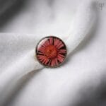 Antique Star Resin Brooch with real red flower and vintage frame