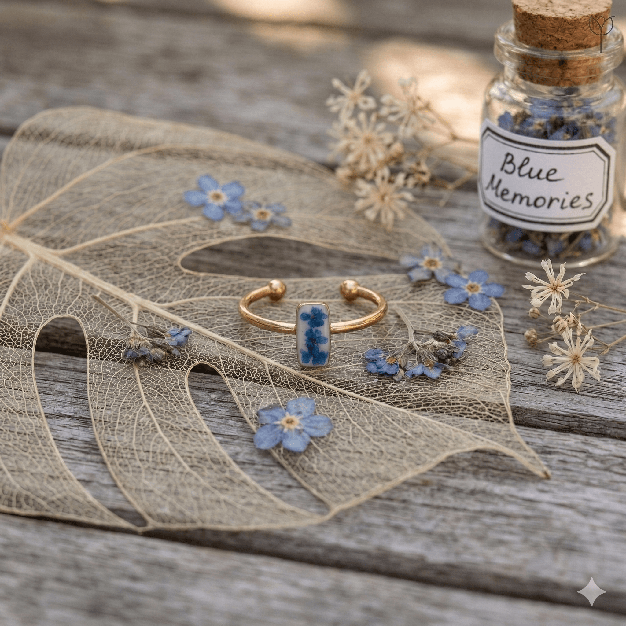 autumn-flower-resin-ring Real flower autumn resin ring with gold base