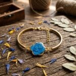 Azure Bloom Bangle Bracelet handcrafted with real Hydrangea and resin