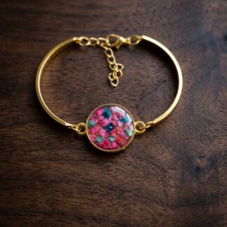 Berry Bloom Bracelet handcrafted with real flowers and resin