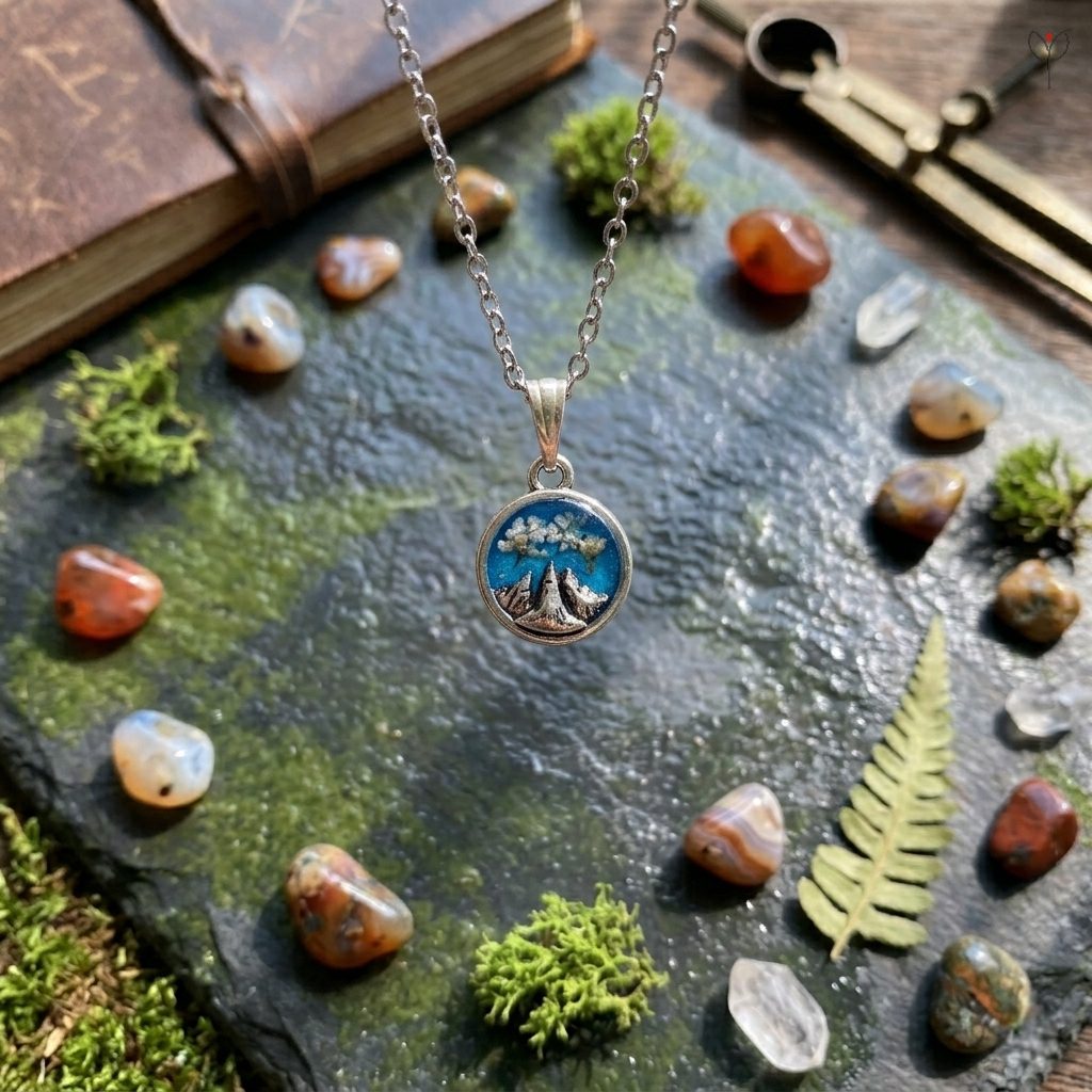 White Queen Anne's Lace preserved in a blue mountain scene