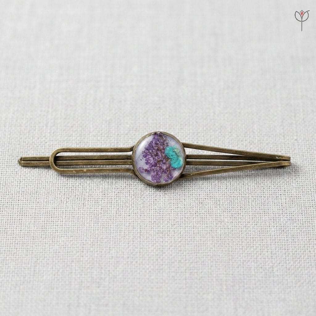 The Herbarium Resin Hair Clip featuring real preserved flowers