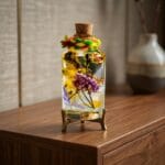 Purple rice flower and blue pampas glass garden