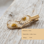 Golden base hair clip with real daisy petals