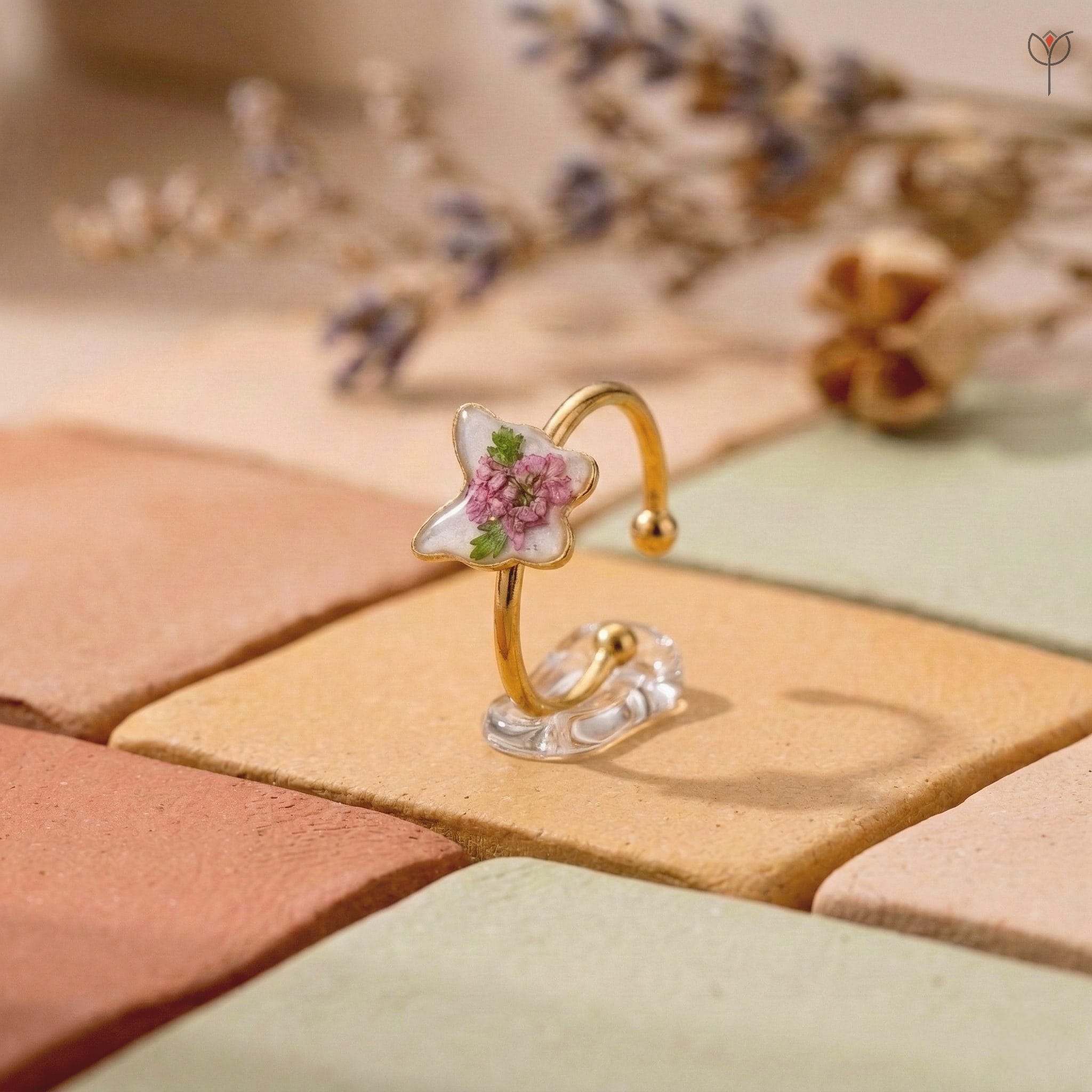 flower-fly-resin-butterfly-ring Flower Fly Resin Ring featuring a butterfly-shaped setting