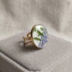 Real forget me not flower resin ring