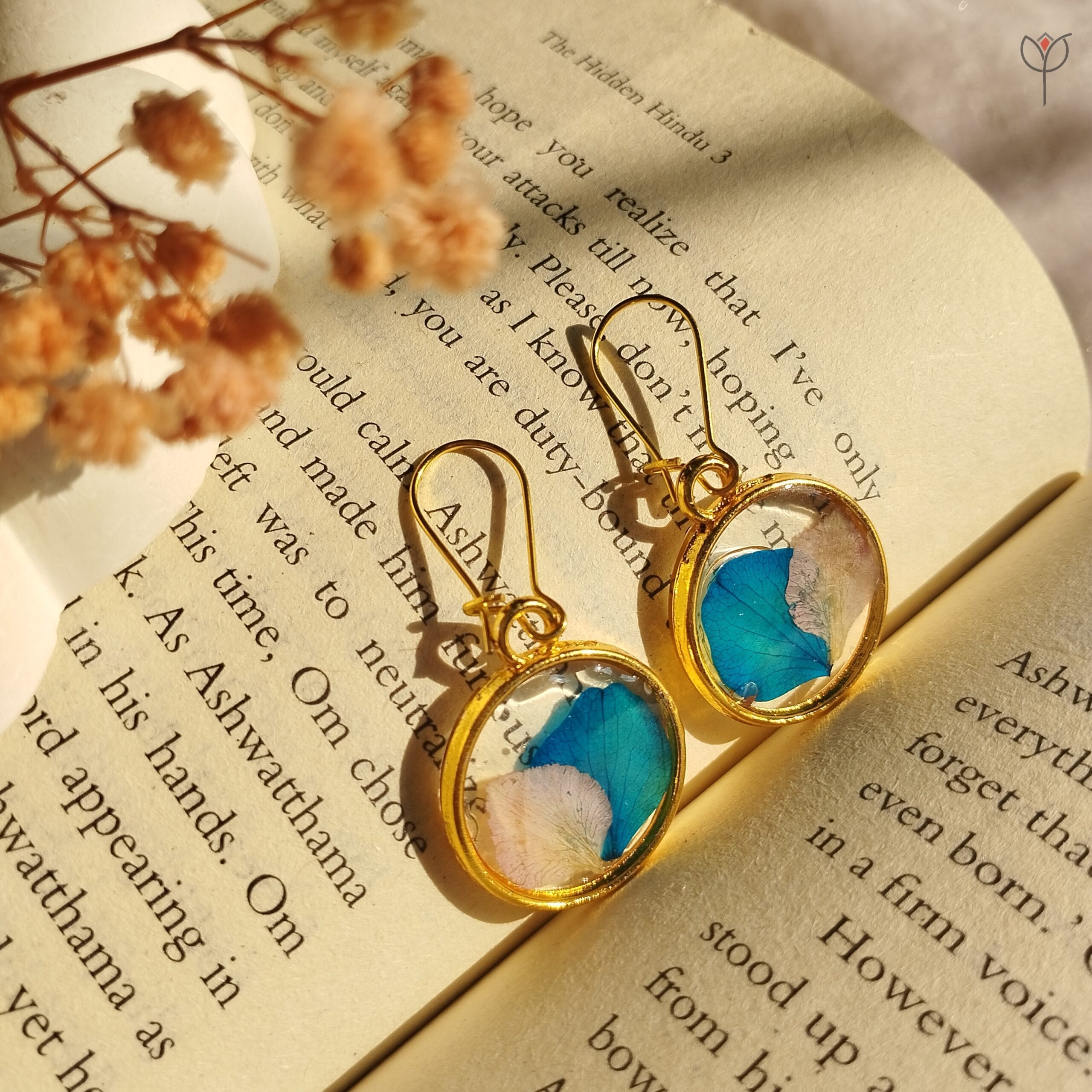 Golden base floral resin Aeris Garden Earrings