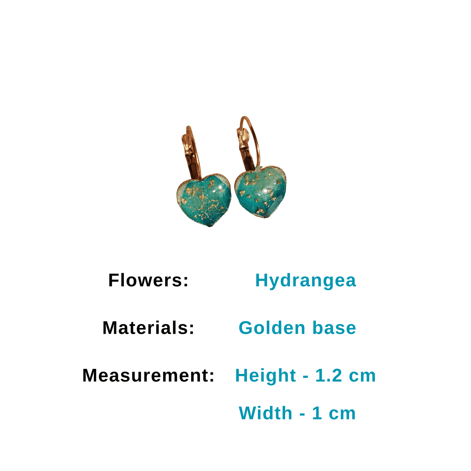 golden-blue-heart-earrings blue heart resin earrings with golden base