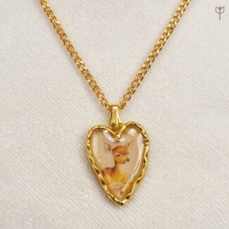 Golden Fawn Heart Pendant