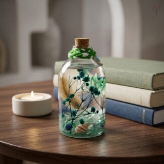 Green Sea Glass Garden preserved flower glass bottle decor